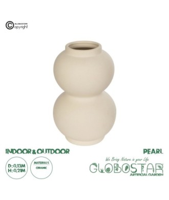 GloboStar® Artificial Garden PEARL 21265 Διακοσμητικό Κεραμικό Βάζo Μπεζ Π13 x Μ13 x Υ21cm